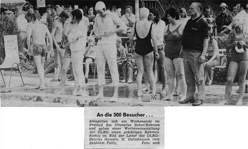 Zeitungsausschnitt vom ersten Schwimmfest im Freibad Beber-Rohrsen